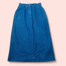 Boho Minimalist Hipster 80s True Vintage Talbots Blue Denim Jean Midi Skirt 8