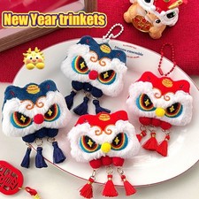 Lion Dance Plush Toy Keychain with Brooch Feature for Bag Charm Decor