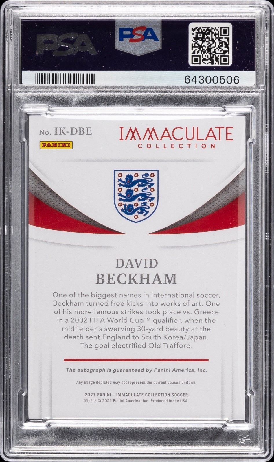 2021 David Beckham Autograph Panini Immaculate Ink /25 #IKDBE view 2