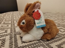 Keel Eco Toys Beth Easer bunny Rabbit Super Soft Toy Plush Brown White 18cm