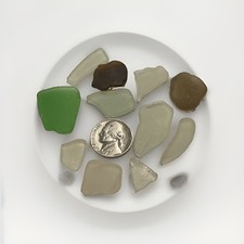 Genuine Sea Glass 11 Colorful Pieces From Greece Green And White Glass