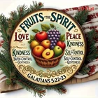 Round Vintage Fruits of the Spirit Galatians Tin Metal Signs Home Décor 8x8