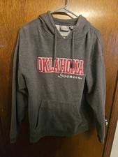 J America Oklahoma Sooners Gray Pullover Hoodie Sweatshirt Size Large