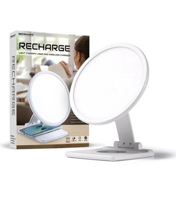 New Merkury Innovations Recharge Light Therapy Lamp with Wireless Phone Charger