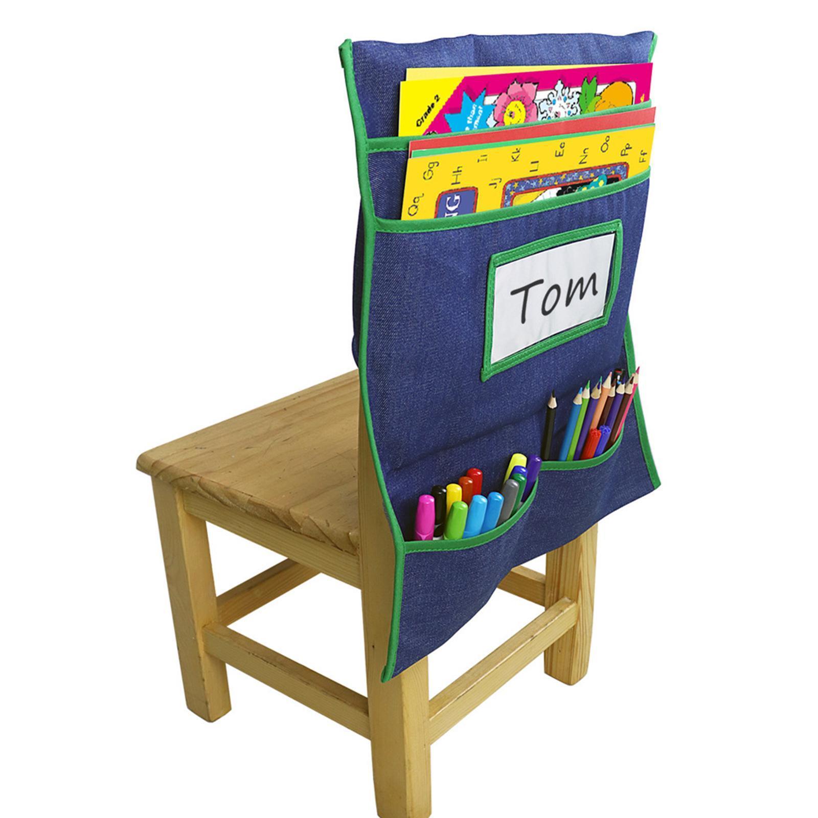 Chair Back Pocket with Name Tag Slot Easy to Attach Sturdy for Home