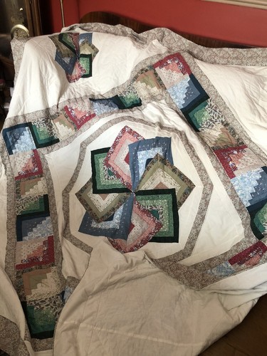 VINTAGE floral handmade patchwork quilt 102in X 100in Large Cotton Country Home - Picture 9 of 13