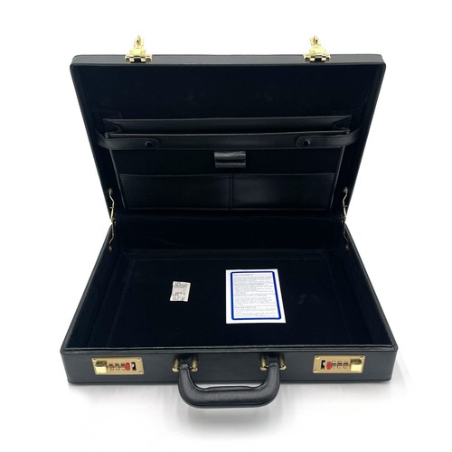 VTG Black Bovano Attache Travel Case Vegan Leather Grain Vinyl New Old Stock - Picture 9 of 14