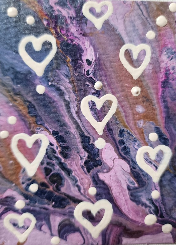 ACEO Original Art Card 2.5 x 3.5 in, Acrylic Abstract Hearts