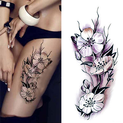 Women Men Purple Flower Tattoo Water Transfer Sticker Decal Body Decoration Ebay