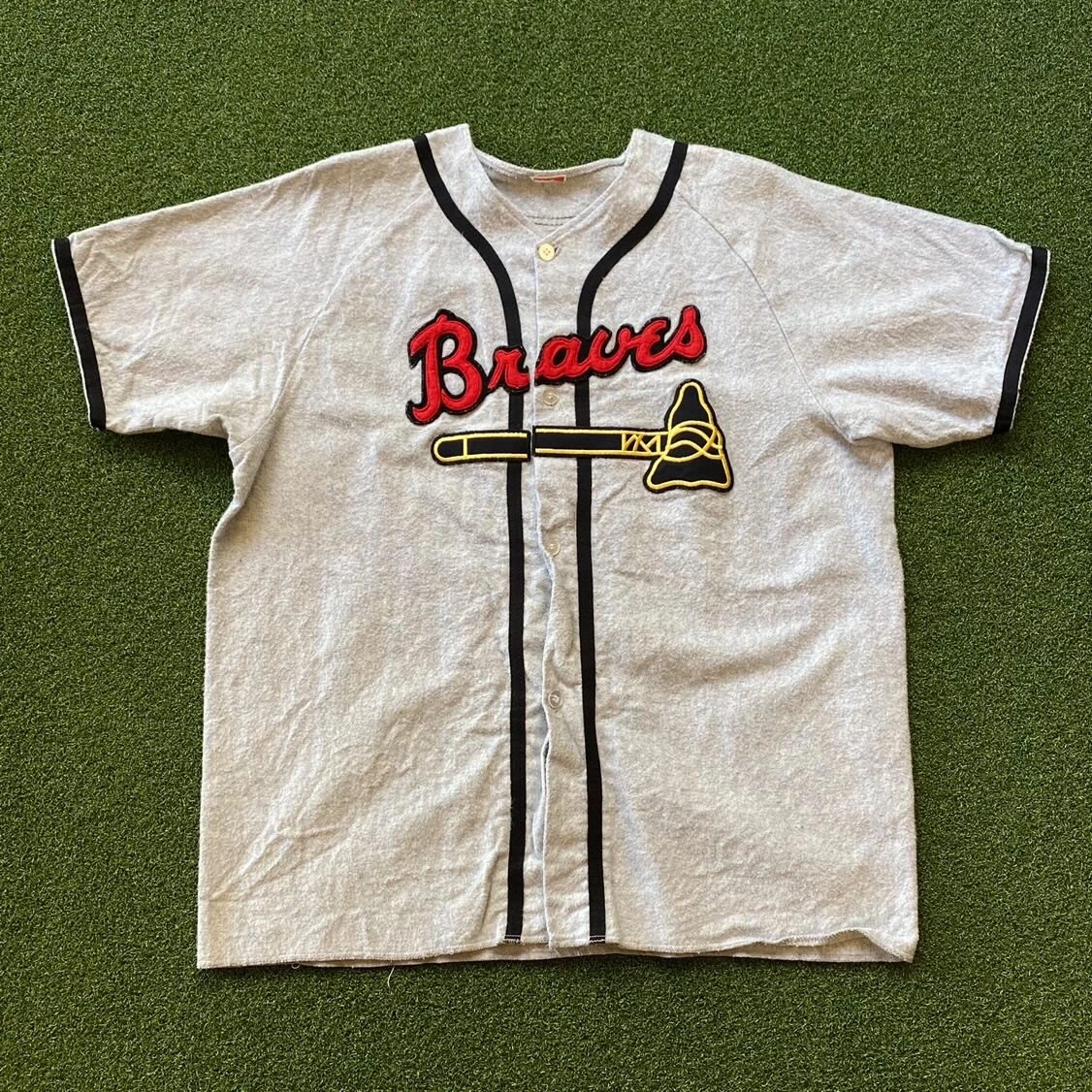 Atlanta Braves Vintage Wool Baseball Jersey Fits Size Large Men's MLB