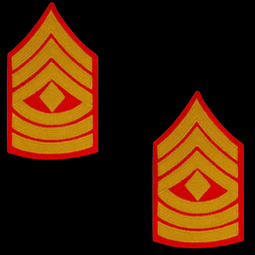US Marine Corps Chevron E-2 TO E-9 REGULATION GOLD EMBROIDERED ON RED PATCH MALE - Picture 28 of 33