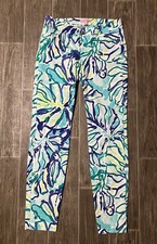 Lilly Pulitzer Kelly Skinny Ankle Pants Womens Size 0 Pool Blue Stay Cool