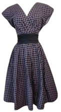 Modcloth Retrolicious Folter MEDIUM Eggplant Purple Polka Dot Pin-up Swing Dress