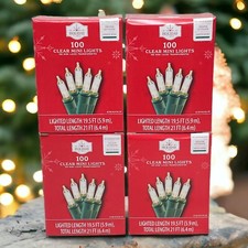 4 Holiday Time 100 Ct Clear Mini String Lights 21 Ft Indoor Outdoor Green Wire