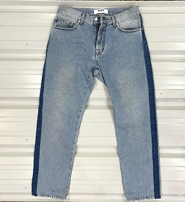 MSGM TUXEDO STRIPE JEANS IT 48 US 30 Women s Light Wash Denim DESIGNER Skinny