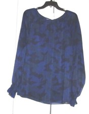 NWOT Women's BANANA REPUBLIC BLUE FLOWY SHEER LONG SLEEVES BLOUSE Size M CUTE