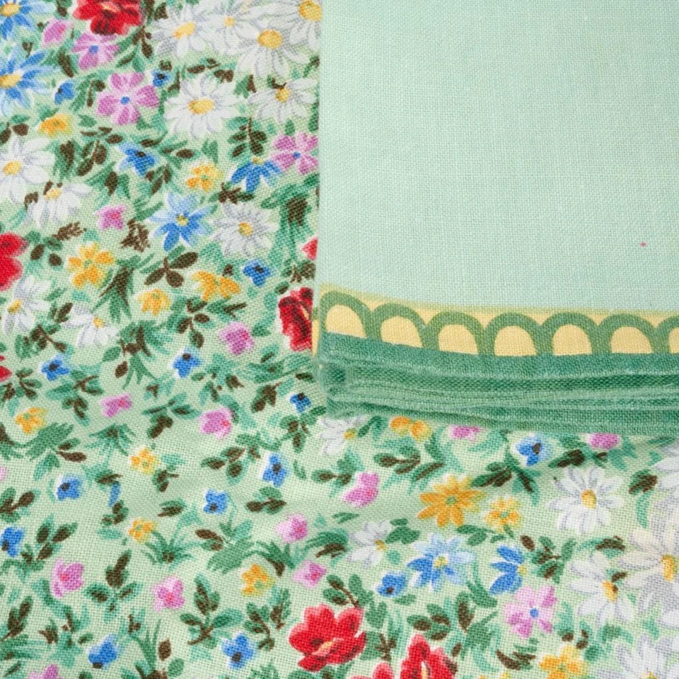 Vtg Green Yellow Floral Linen Cloth Coasters Placemats Napkins Granny Chic Lot - Image 3 of 4