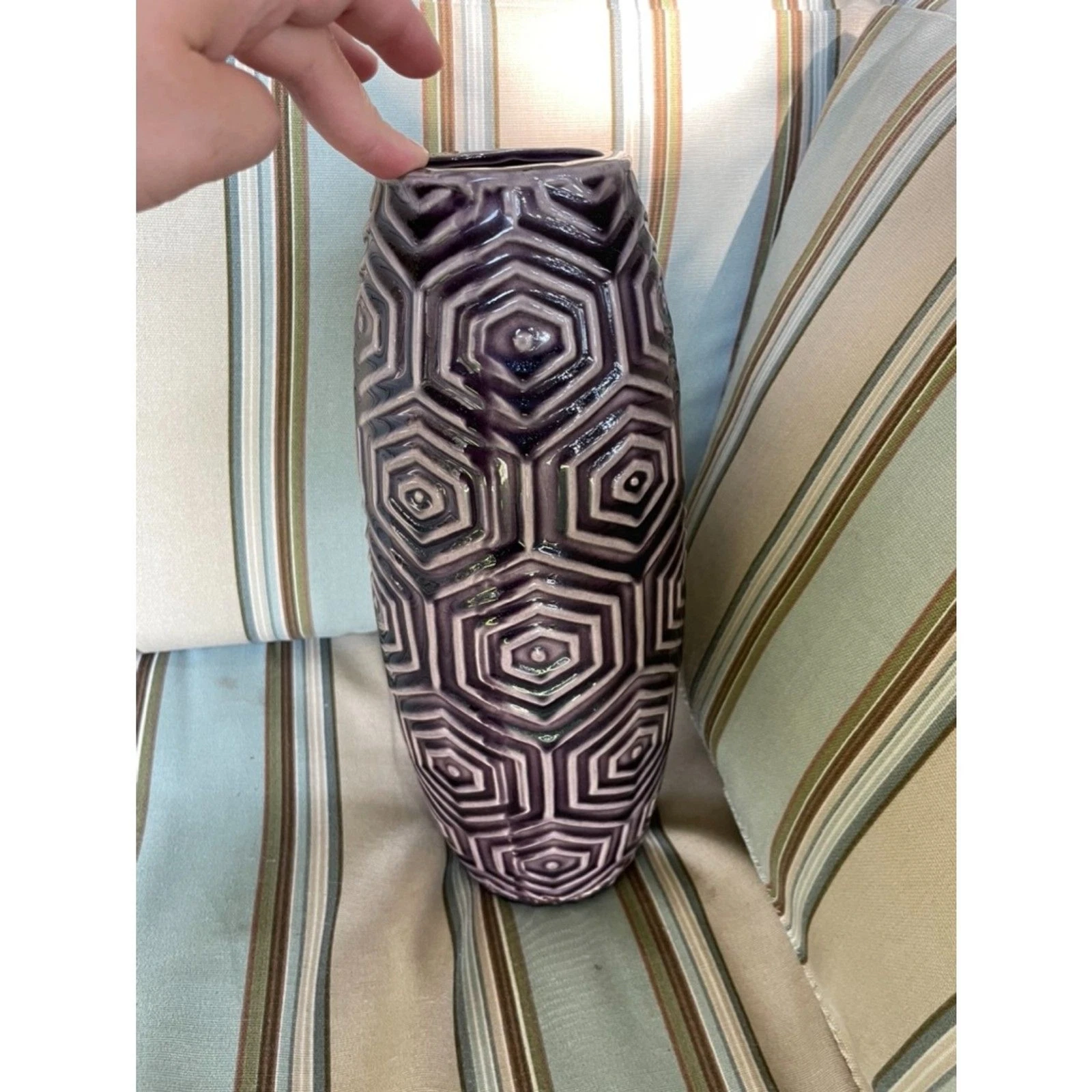 Purple Ceramic Geometric Vase
