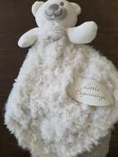 Little Beginnings NWT White Swirls Rosette Teddy Bear Baby Blanket Gray Lovey