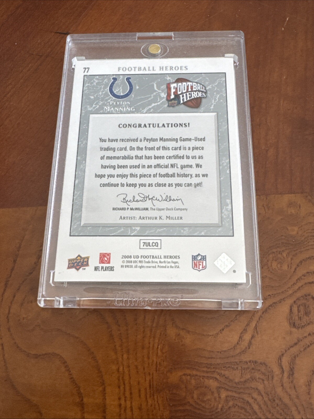 2008 Upper Deck Football Heroes Game Used Jersey CARD # 23/25 view 2