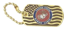 Pack of 12 US Marines on US Flag Dog Tag W/ Chain Bike Hat Cap Lapel Pin HP6141
