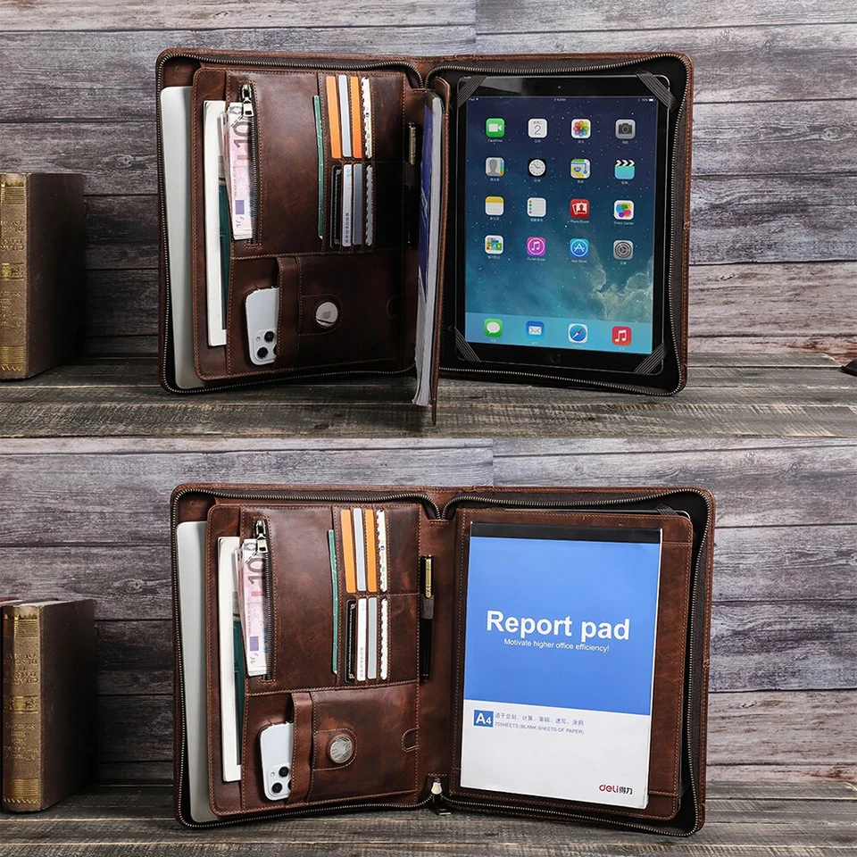 Genuine Leather Business Portfolio Folder Notebook Tablet Cover For iPad Pro 13 - Image 3 of 4