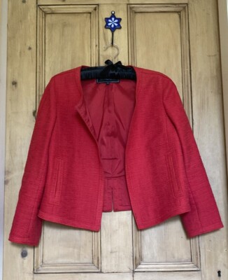 Vintage French Designer GEORGES RECH Bright Cherry Red Jacket UK12-14 US10 FR42