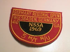 NSSA 1969 WIESBADEN GERMANY 410 GA. 5 M/T R/U CLAY TRAP SKEET GUN HUNTING PATCH 