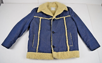 Vintage Towncraft Boys Denim Coat Size S/M 60s Denim Cream Colored