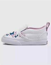 Vans SLIP ON V Butterfly Kisses White Toddler Girls' Shoes Size 9