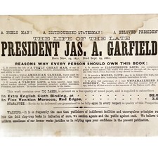 President Garfield Book Advertisement 1881 Wood Engraving Victorian DWFF7