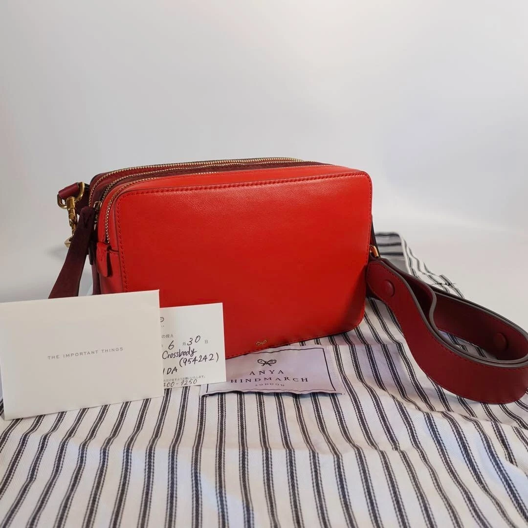 Anya Hindmarch The Stack Crossbody Red Wine Bag Leather &