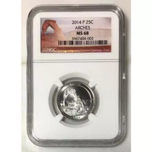 2014 Arches Quarter NGC MS68 ***Rev Tye's Coin Stache*** #4002115