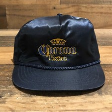 Vintage Corona Extra Hat Cap Mens Blue Zipper Adjustable Nylon 90s - READ
