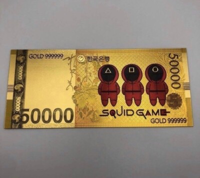 24k Gold Foil Plated Squid Games Banknote Collectible