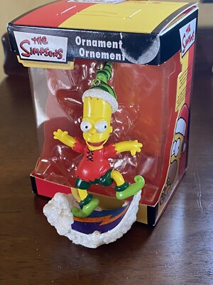 The Simpsons Bart Simpson Snowboarding Elf Christmas Ornament Vintage Gift