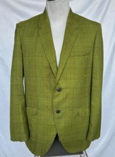 JC Penneys Towncraft Blazer Pea Green Glenn Plaid Sports Coat 1950's Union USA
