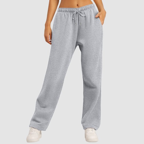 Women’s Fleece Lined Sweatpants Wide Straight Leg Pants Bottom Sweatpants - Picture 15 of 39