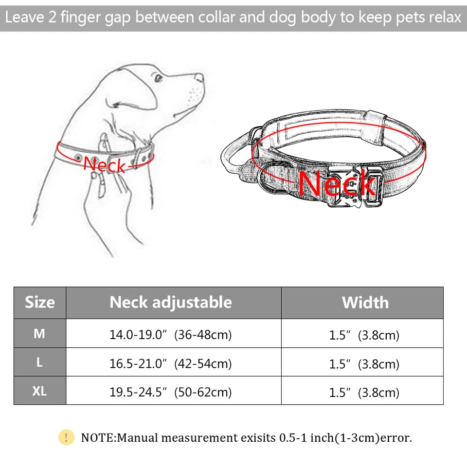 Military Tactical Dog Collar Nylon Adjustable Heavy Duty Metal Buckle & Handle - Image 2 of 4