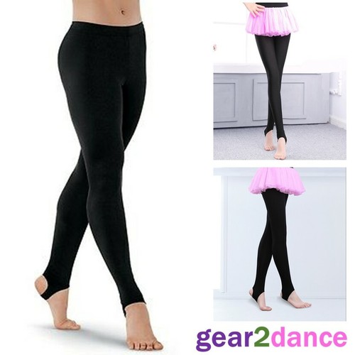 Black Shiny Lycra Stirrup Dance Gym 