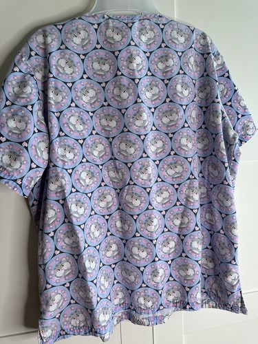 UA Scrubs Uniform Advantage Purple Cat Lovers Women’s Scrub Top Lg ? No Tag - Picture 6 of 10