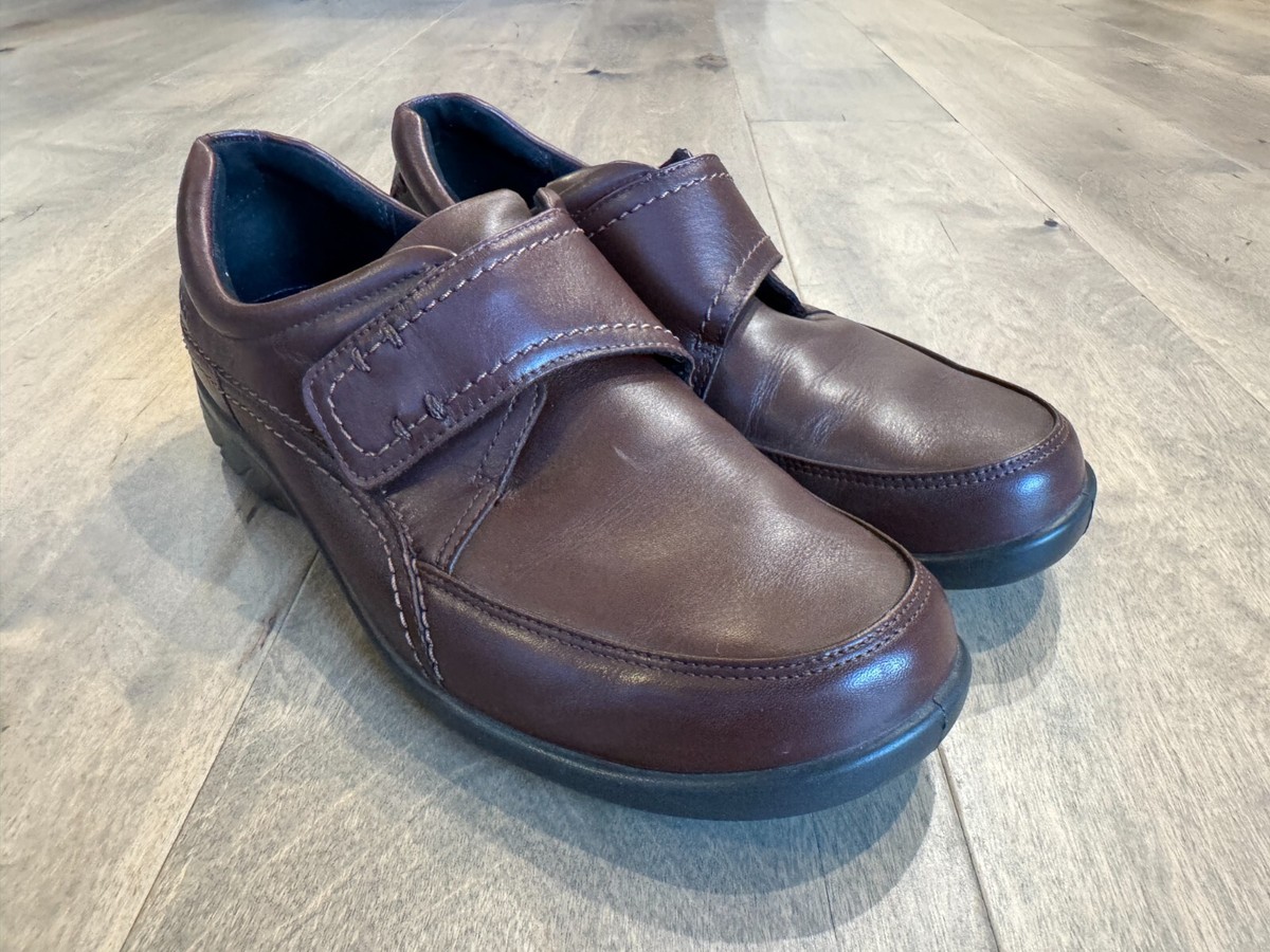 ECCO Light Shock Point Brown Leather Monk Strap Shoes  display picture 2