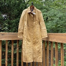 Nwt Y2k Gap Button Down Genuine Leather Long Tan Trench Coat Jacket Womens M