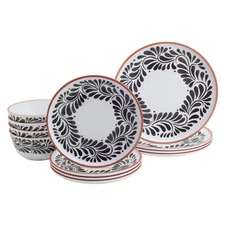 Infuse 12pc Melamine Dinnerware Set Black