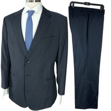 Giorgio Armani Black Label Suit Mens 46R Black Shadow Pinstripe 2-Piece Formal