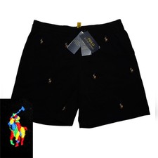 Polo Ralph Lauren Boys Black Embroidered Multicolor Pony Chino Shorts NWT