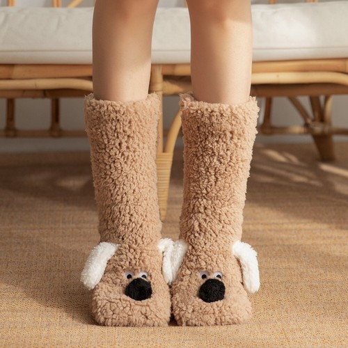 Chaussettes d'hiver chaussettes chaudes femmes filles animaux mignons antidérapants épais pantoufles chaussettes - Photo 10/22