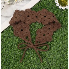 Pastoral Style Knitted Headband with Floral Motif Wide Brim for For women