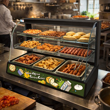 New Commercial countertop Heated Food Display Cabinet lamps Pie Warmer