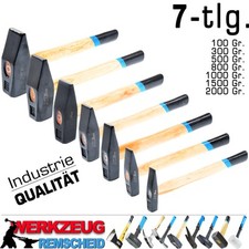7 x Profi Schlosserhammer Werkstatt Vorschlag Hammer Eschen Holz Stiel 100-2000g